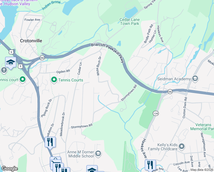 map of restaurants, bars, coffee shops, grocery stores, and more near 13 Reeback Drive in Ossining