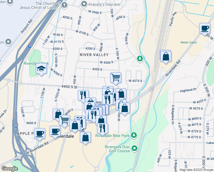 map of restaurants, bars, coffee shops, grocery stores, and more near 774 West 4400 South in Ogden