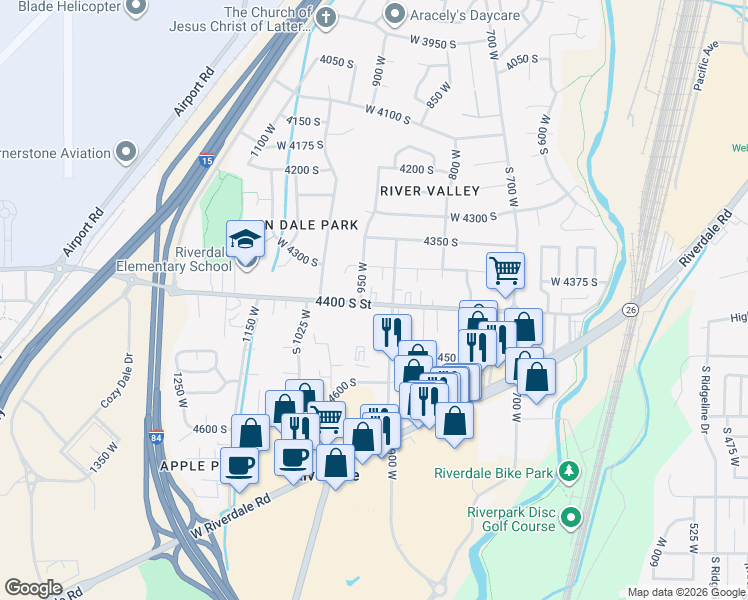 map of restaurants, bars, coffee shops, grocery stores, and more near 926 West 4400 South in Ogden