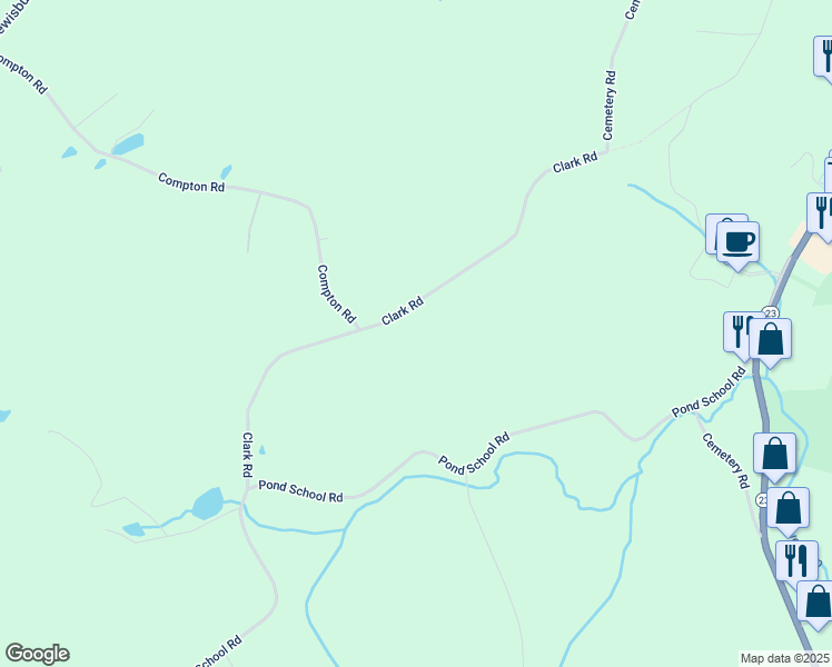 map of restaurants, bars, coffee shops, grocery stores, and more near 79 Clark Road in Wantage
