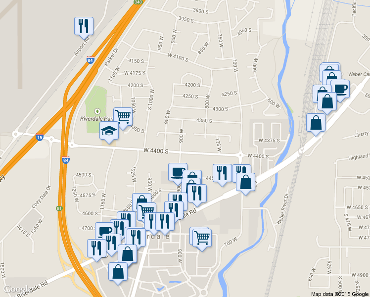 map of restaurants, bars, coffee shops, grocery stores, and more near 904 W 4400 S in Riverdale