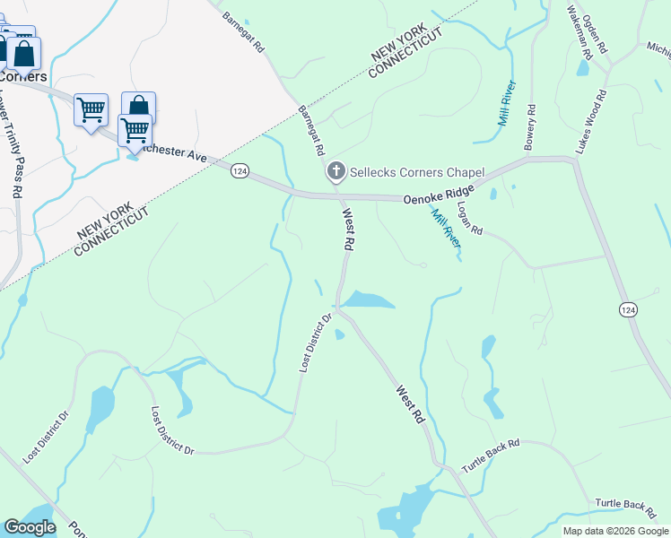 map of restaurants, bars, coffee shops, grocery stores, and more near 1038 West Road in New Canaan