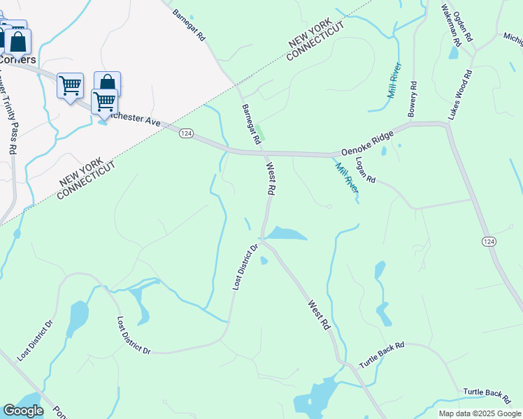 map of restaurants, bars, coffee shops, grocery stores, and more near 1038 West Road in New Canaan