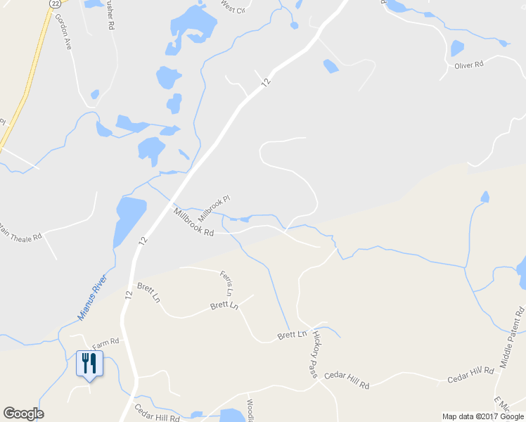 map of restaurants, bars, coffee shops, grocery stores, and more near 66 Millbrook Road in Bedford