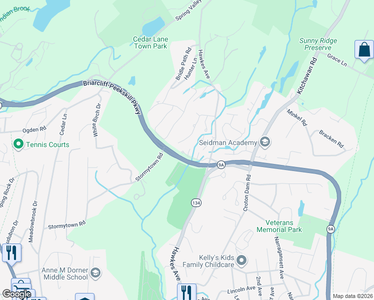 map of restaurants, bars, coffee shops, grocery stores, and more near 115 Antler Ridge in Ossining