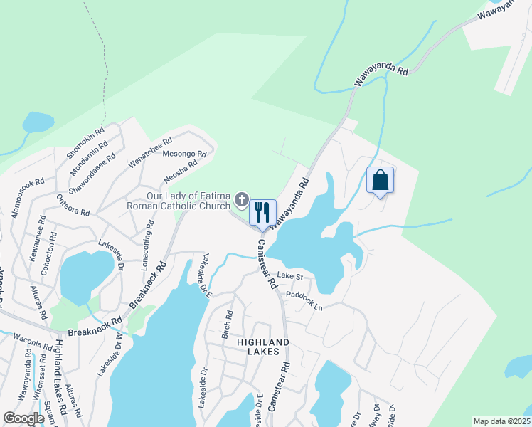 map of restaurants, bars, coffee shops, grocery stores, and more near 4 Ridge Road in Vernon Township