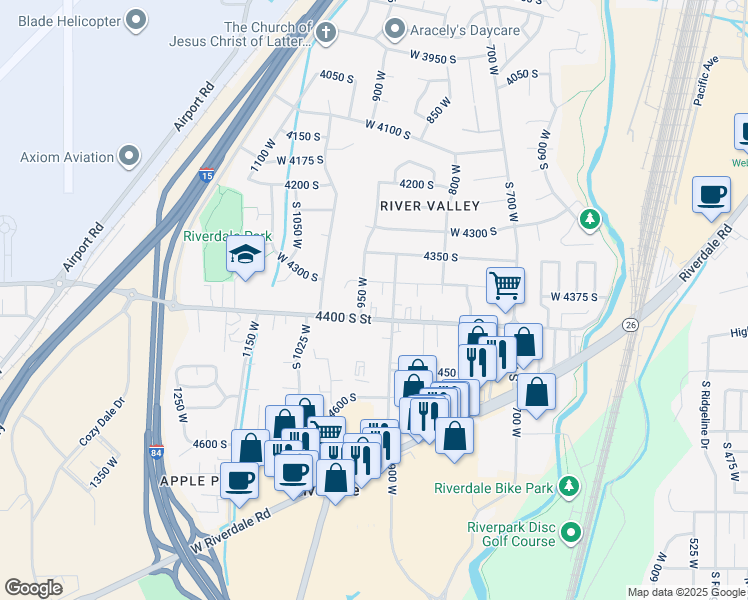 map of restaurants, bars, coffee shops, grocery stores, and more near 926 West 4400 South in Ogden
