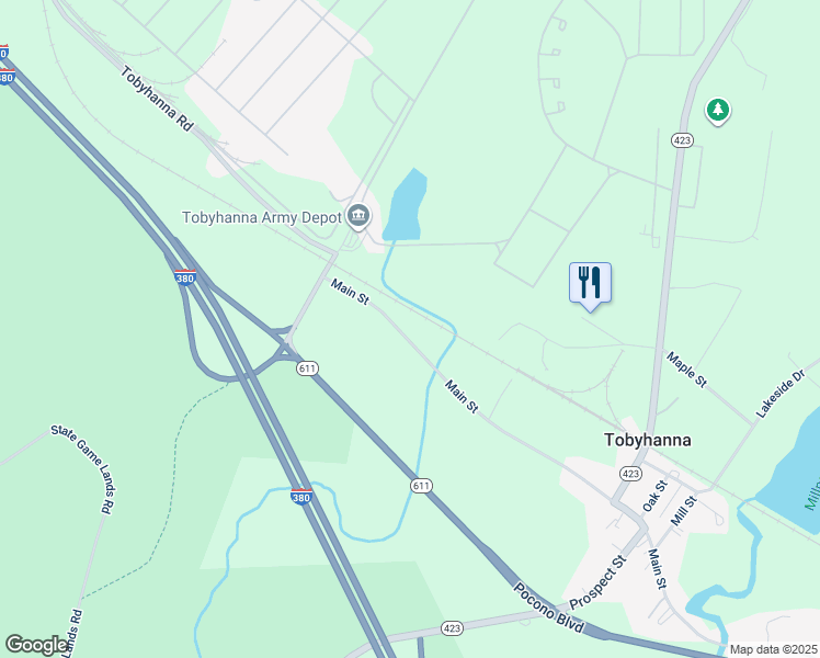 map of restaurants, bars, coffee shops, grocery stores, and more near 776 Main Street in Tobyhanna