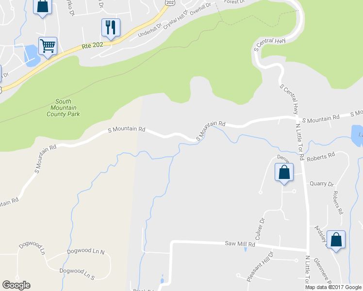 map of restaurants, bars, coffee shops, grocery stores, and more near 116 South Mountain Road in New City