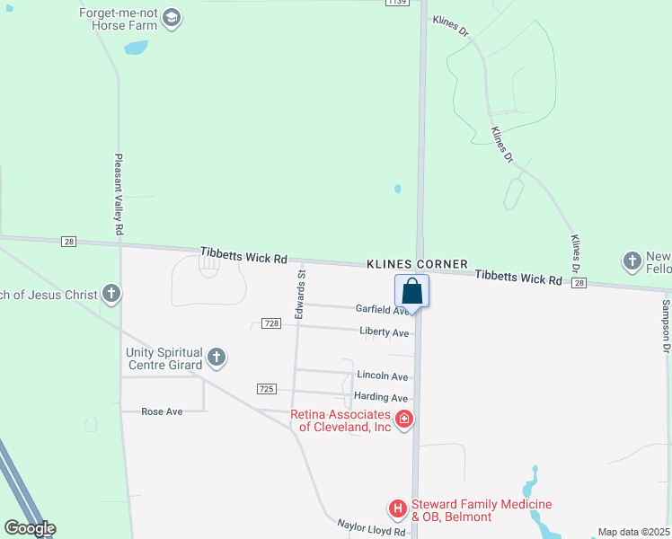 map of restaurants, bars, coffee shops, grocery stores, and more near 1845 Tibbetts Wick Road in Girard