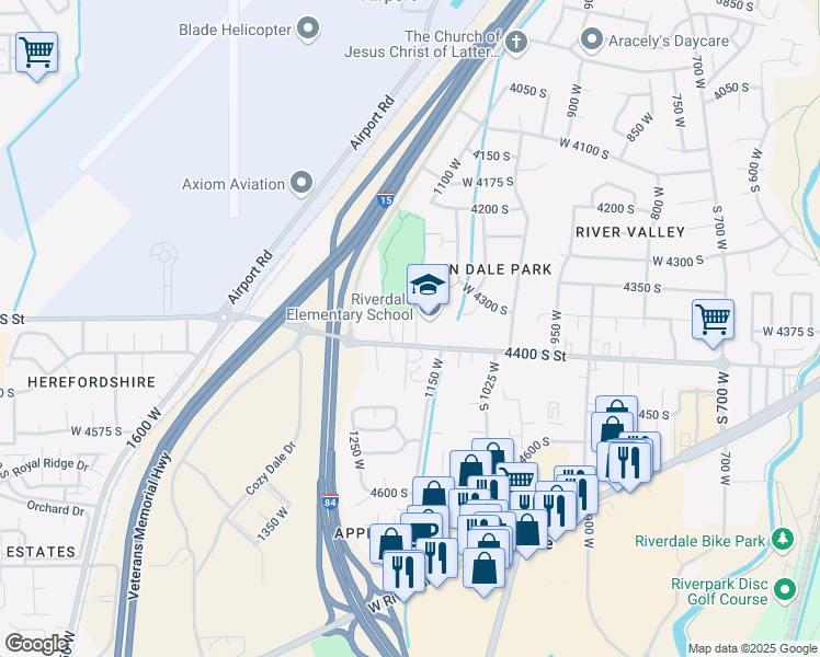 map of restaurants, bars, coffee shops, grocery stores, and more near 1177 West 4400 South in Ogden
