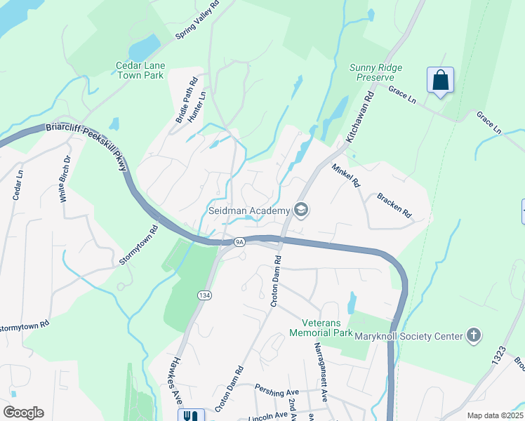 map of restaurants, bars, coffee shops, grocery stores, and more near 243 Woods Brooke Circle in Ossining