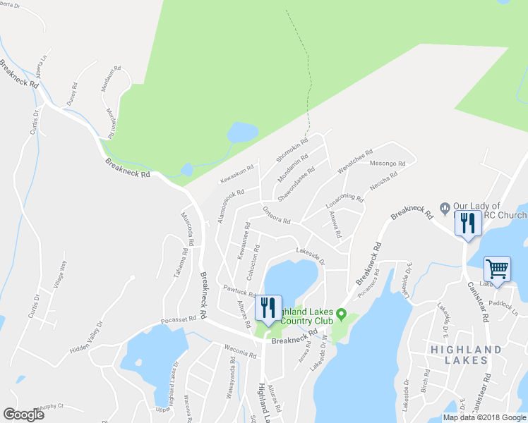 map of restaurants, bars, coffee shops, grocery stores, and more near 32 Onteora Road in Vernon Township