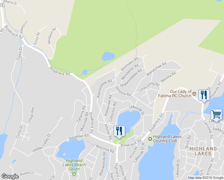 map of restaurants, bars, coffee shops, grocery stores, and more near 20 Onteora Road in Vernon Township