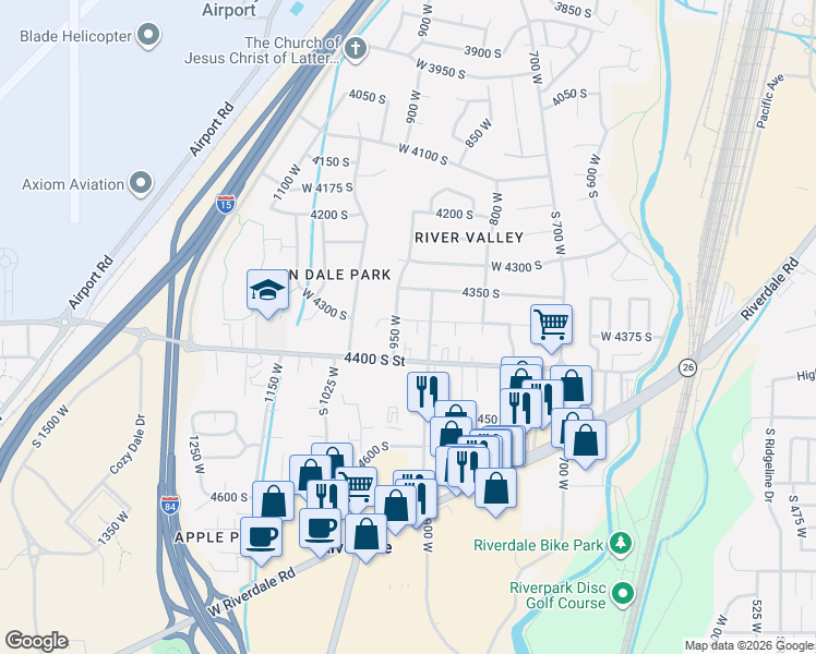 map of restaurants, bars, coffee shops, grocery stores, and more near 931 West 4375 South in Ogden