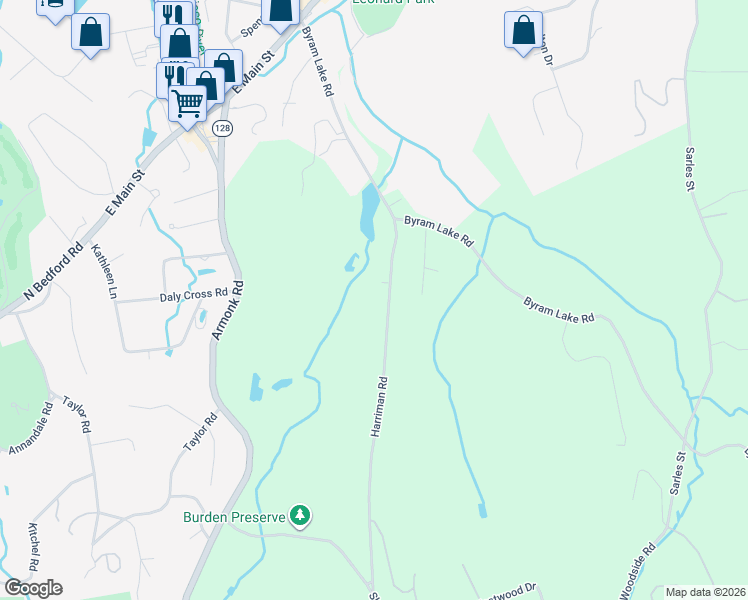 map of restaurants, bars, coffee shops, grocery stores, and more near 150 Harriman Road in Mount Kisco