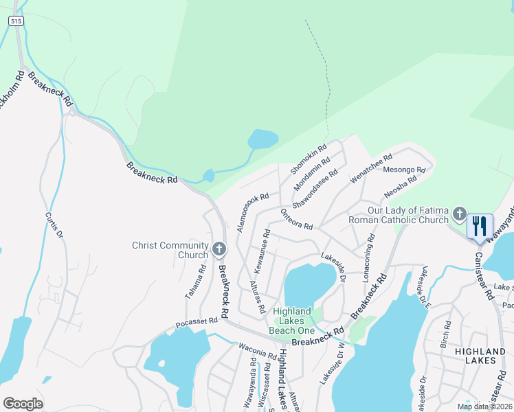 map of restaurants, bars, coffee shops, grocery stores, and more near 19 Onteora Road in Sussex County