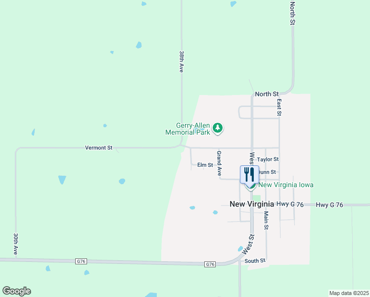 map of restaurants, bars, coffee shops, grocery stores, and more near 701 Maple Street in New Virginia