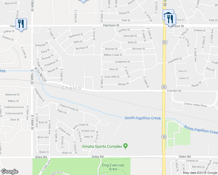 map of restaurants, bars, coffee shops, grocery stores, and more near 14911 Margo Street in Omaha