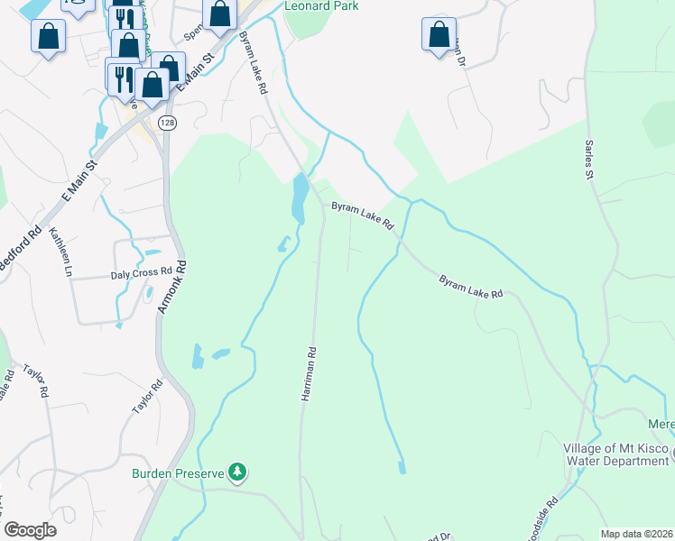 map of restaurants, bars, coffee shops, grocery stores, and more near 38 Birch Drive in Mount Kisco