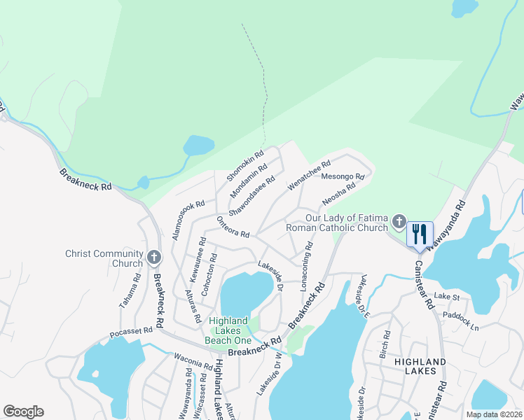 map of restaurants, bars, coffee shops, grocery stores, and more near 11 Wenatchee Road in Sussex County