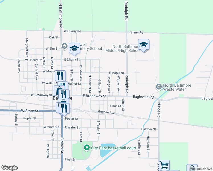 map of restaurants, bars, coffee shops, grocery stores, and more near 211 Chicago Ave in North Baltimore