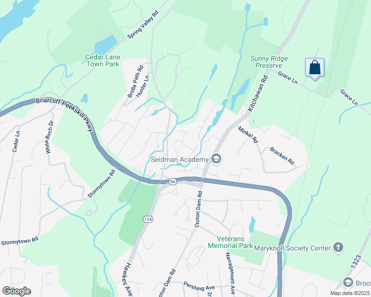 map of restaurants, bars, coffee shops, grocery stores, and more near 193 Woods Brooke Circle in Ossining