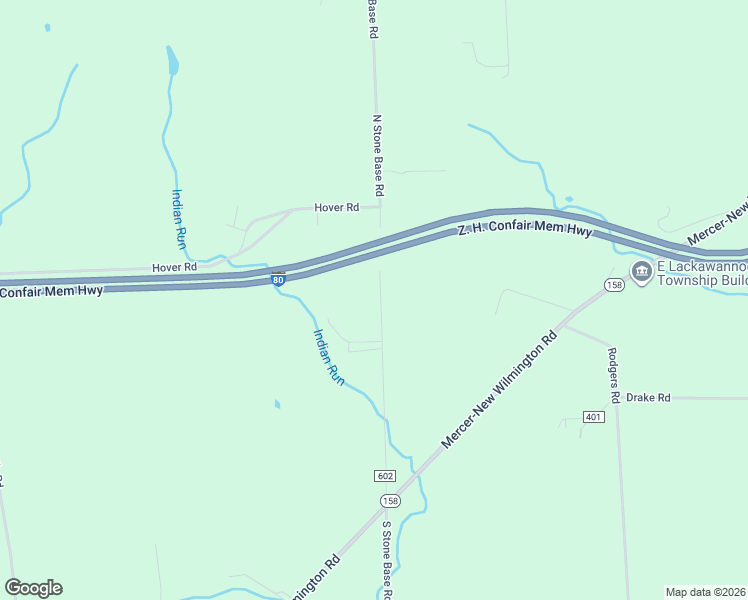 map of restaurants, bars, coffee shops, grocery stores, and more near 649 South Stone Base Road in Mercer