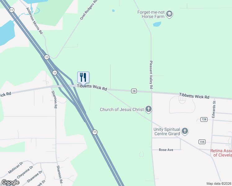 map of restaurants, bars, coffee shops, grocery stores, and more near 1331 Tibbetts Wick Road in Girard