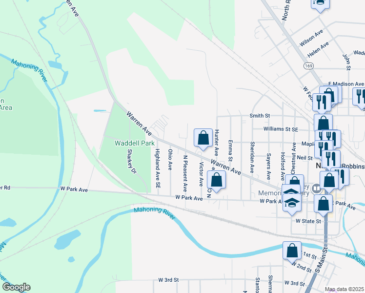 map of restaurants, bars, coffee shops, grocery stores, and more near 912 Warren Avenue in Niles