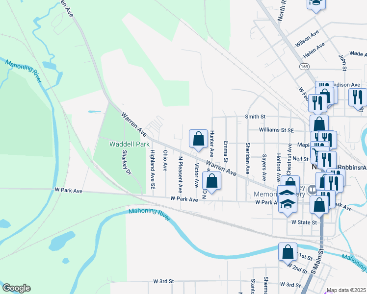 map of restaurants, bars, coffee shops, grocery stores, and more near 912 Warren Avenue in Niles