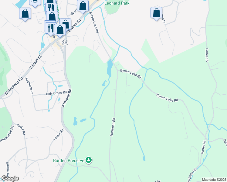 map of restaurants, bars, coffee shops, grocery stores, and more near 150 Harriman Road in Mount Kisco
