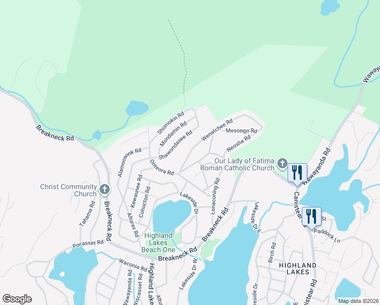 map of restaurants, bars, coffee shops, grocery stores, and more near 11 Wenatchee Road in Sussex County