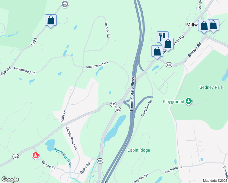 map of restaurants, bars, coffee shops, grocery stores, and more near 185 Somerstown Road in Millwood