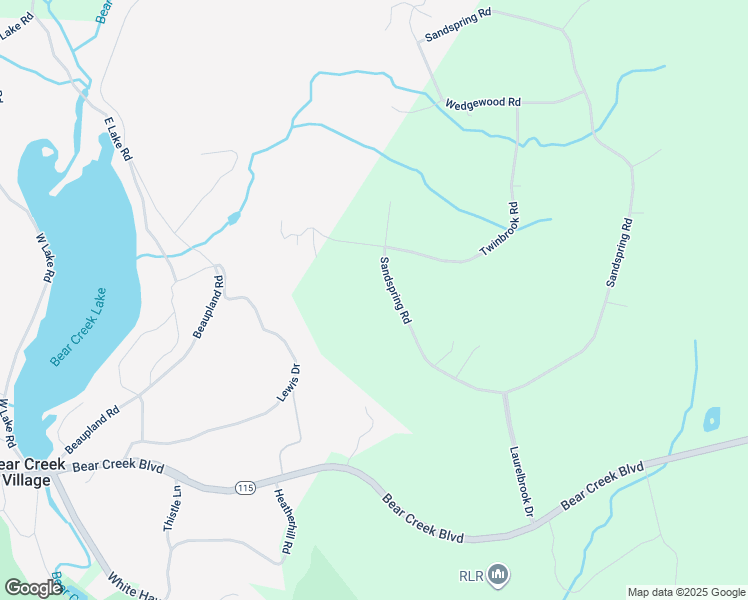 map of restaurants, bars, coffee shops, grocery stores, and more near Sandspring Road in Luzerne County