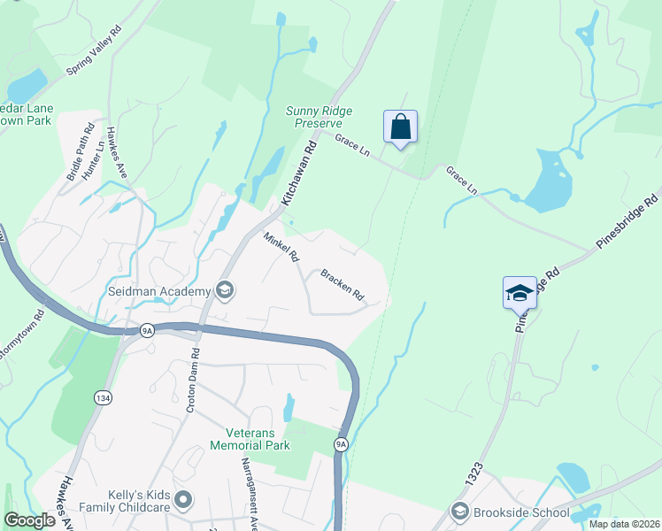 map of restaurants, bars, coffee shops, grocery stores, and more near 7 Bracken Road in Ossining