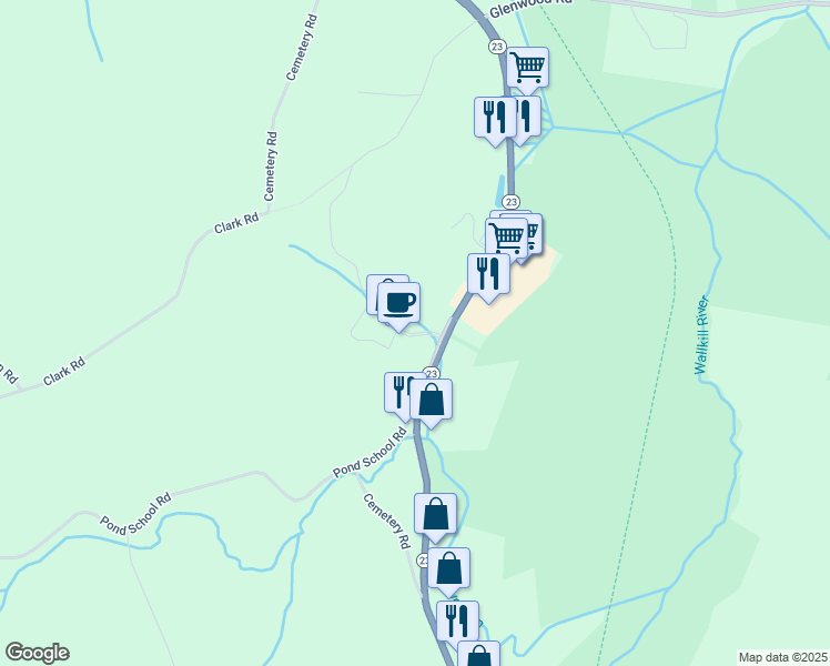 map of restaurants, bars, coffee shops, grocery stores, and more near 7 Boulder Hills Boulevard in Wantage