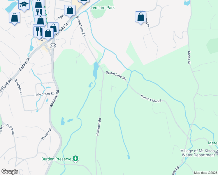 map of restaurants, bars, coffee shops, grocery stores, and more near 38 Birch Drive in Mount Kisco