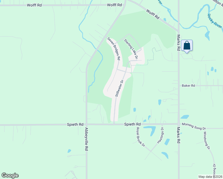 map of restaurants, bars, coffee shops, grocery stores, and more near 3295 Seven Bridges Road in Medina