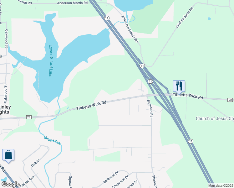 map of restaurants, bars, coffee shops, grocery stores, and more near 936 Tibbetts Wick Road in Girard