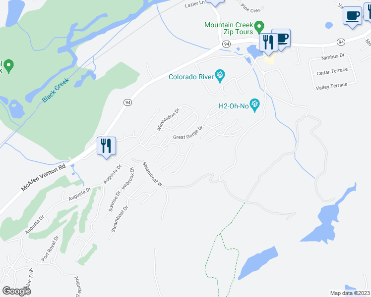 map of restaurants, bars, coffee shops, grocery stores, and more near 5 Gray Rock Drive in Sussex County