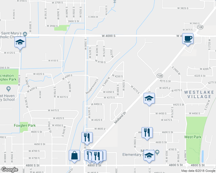 map of restaurants, bars, coffee shops, grocery stores, and more near 4317 South 3350 West in West Haven