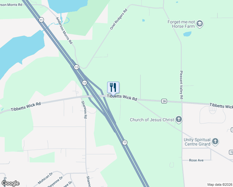 map of restaurants, bars, coffee shops, grocery stores, and more near 1116 Tibbetts Wick Road in Girard