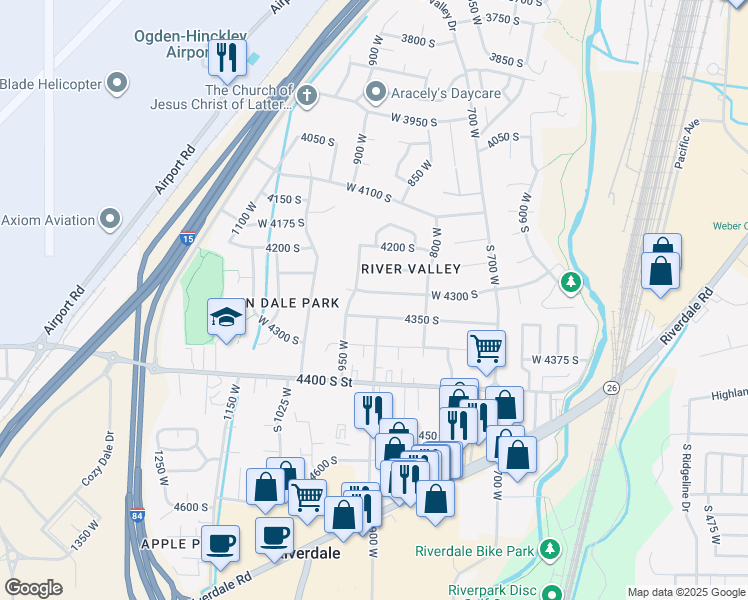 map of restaurants, bars, coffee shops, grocery stores, and more near 907 4300 South in Ogden