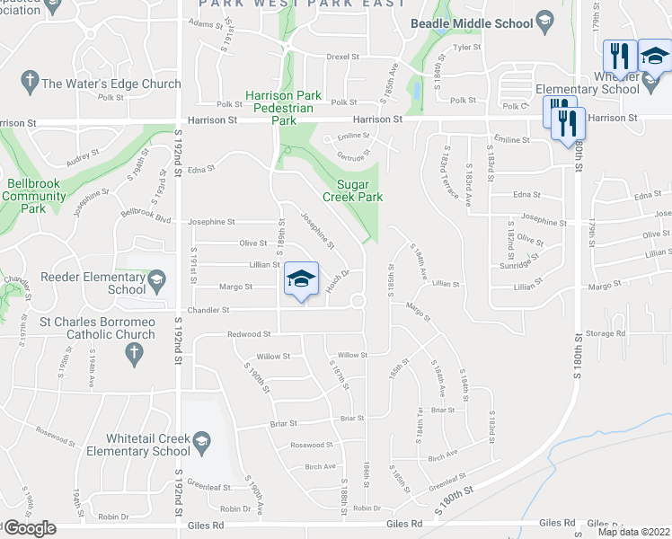 map of restaurants, bars, coffee shops, grocery stores, and more near 18631 Josephine Street in Omaha
