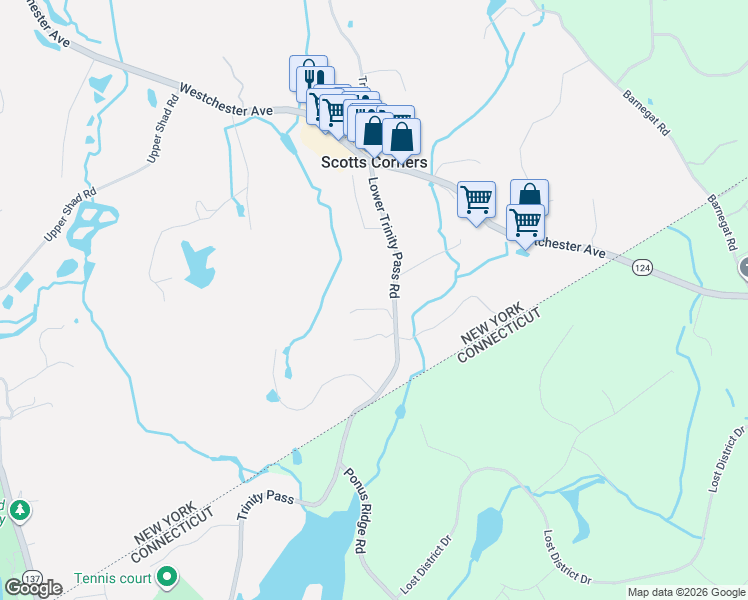 map of restaurants, bars, coffee shops, grocery stores, and more near 31 Lower Trinity Pass Road in Pound Ridge