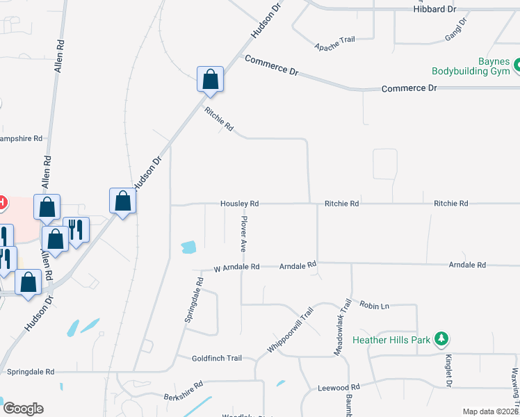 map of restaurants, bars, coffee shops, grocery stores, and more near 1338 Housley Road in Stow
