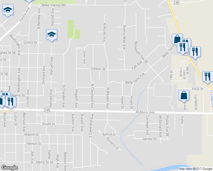 map of restaurants, bars, coffee shops, grocery stores, and more near 1458 Youll Street in Niles