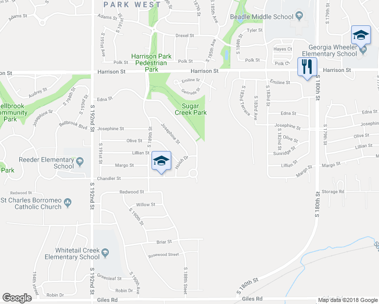 map of restaurants, bars, coffee shops, grocery stores, and more near 18620 Josephine Street in Omaha