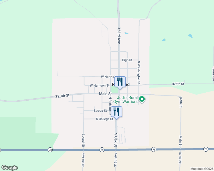 map of restaurants, bars, coffee shops, grocery stores, and more near 201 West Harrison Street in Richland